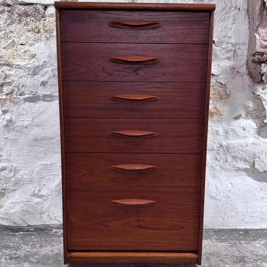 Vintage Mid-century Modern Austinsuite Teak Tallboy Chest Of Drawers
