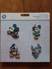 Disney Robot Mickey Stitch Minnie Donald Pin Set