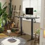 Height Adjustable Electric Standing Desk, 100x60cm Stand up Table, Sit Stand Home Office Desk with Splice Board, Black Frame/Black Top (FREE POSTAGE) Image 5