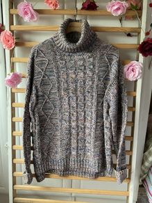 jumper long polo neck jumper cotton mix flex pink & blue multi small Bnwot baloot brand
