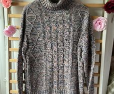 jumper long polo neck jumper cotton mix flex pink & blue multi small Bnwot baloot brand