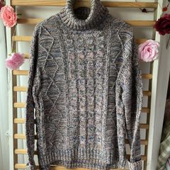 jumper long polo neck jumper cotton mix flex pink & blue multi small Bnwot baloot brand