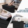 Storage Box, Small Storage Stool with Side Pocket, Folable Foot Stool for living Room & Bedroom, 40 x 30 x 30 cm, Load up to 100 kg, Black Image 2
