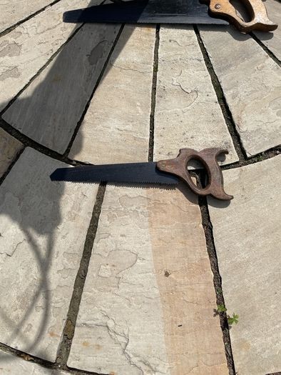 Vintage hand wooden saws x 2