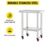36 x 24 inch Stainless Steel Kitchen Worktable Commercial Work Bench Table with Caster Wheels & Undershelf for Home Restaurant Storage Image 4