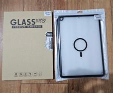 ipad 10.2 premium tempered screen protector x 2 and case suits ipad 9,8 and 7th generation
