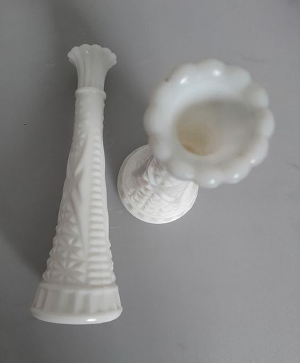 Pair of Vases - Milk Glass