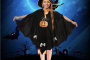 Halloween Costume Children's Pumpkin Bat Cape with Hat for Halloween