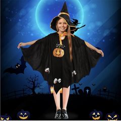 Halloween Costume Children's Pumpkin Bat Cape with Hat for Halloween