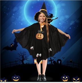 Halloween Costume Children's Pumpkin Bat Cape with Hat for Halloween