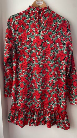 Little Mistress High Neck smock dress floral red mix size
