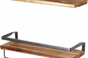 Shelves for Living Room  Cedar Wood Floating Shelves for Bathroom, Bedroom and Kitchen, Decorative Shelf Set of 2 Rustic Shelves with Rail