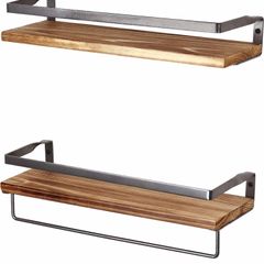 Shelves for Living Room  Cedar Wood Floating Shelves for Bathroom, Bedroom and Kitchen, Decorative Shelf Set of 2 Rustic Shelves with Rail