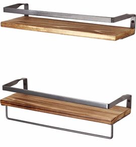 Shelves for Living Room  Cedar Wood Floating Shelves for Bathroom, Bedroom and Kitchen, Decorative Shelf Set of 2 Rustic Shelves with Rail