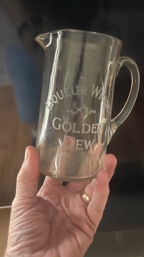 "Golden Dew" Liqueur whiskey water jug