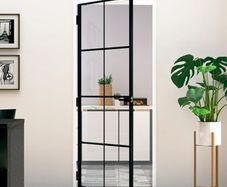 Interior Door Black 83x201.5 cm Tempered Glass&Aluminium (multiple size)