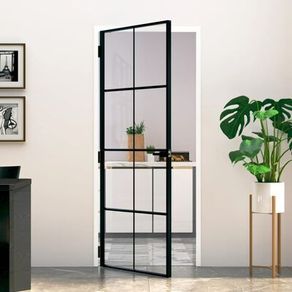 Interior Door Black 83x201.5 cm Tempered Glass&Aluminium (multiple size)