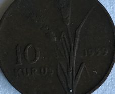 1959 Turkey 10 Kurus coin