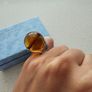 Vintage Amber Marble Spherical Silver Ring Image 6