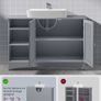 Extra long washbasin cabinet with 2 doors grey or white Image 4