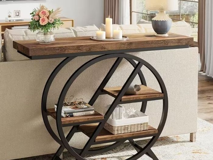 Console Table Round  with Geometric Design