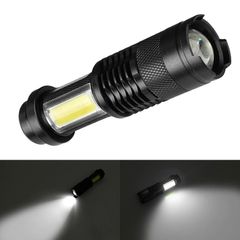 Portable Q5 +COB Mini Work Black 4000LM LED Flashlight Zoom Torch Waterproof Penlight Lighting lantern Camping Lamp