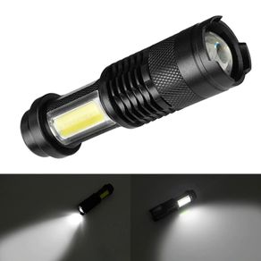 Portable Q5 +COB Mini Work Black 4000LM LED Flashlight Zoom Torch Waterproof Penlight Lighting lantern Camping Lamp