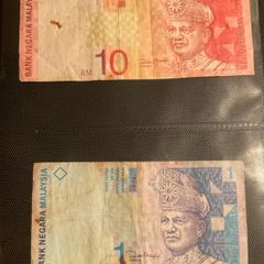 Malaysian  10 ringgit and 1 ringgit note 1998- 2001