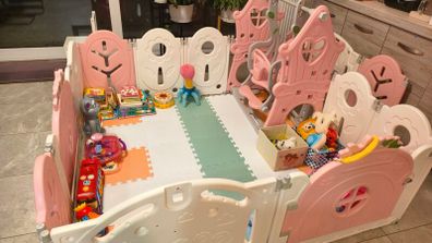 Pink Baby Playpen with Play Mat- Great Quality
