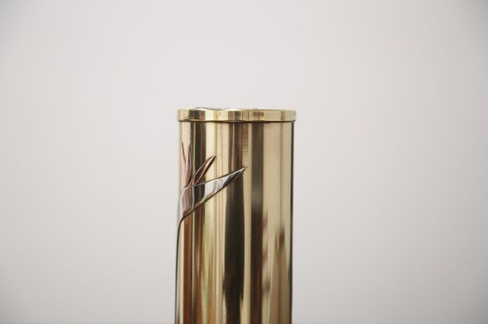 Vintage Art Deco Revival Brass Cylindrical Vase by Dara International, Chicago, 1983