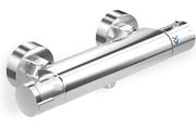Thermostatic Shower Mixer Bar Single Lever Exposed Bath Shower Mixer Valve Anti Scald Tap, Hot Cold Water Mixer Constant Temperature Control for Bathroom - Chrome