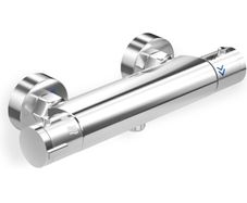 Thermostatic Shower Mixer Bar Single Lever Exposed Bath Shower Mixer Valve Anti Scald Tap, Hot Cold Water Mixer Constant Temperature Control for Bathroom - Chrome