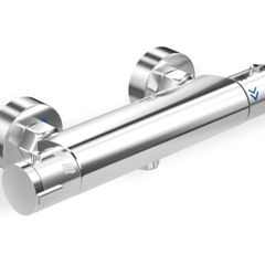 Thermostatic Shower Mixer Bar Single Lever Exposed Bath Shower Mixer Valve Anti Scald Tap, Hot Cold Water Mixer Constant Temperature Control for Bathroom - Chrome