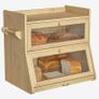 Brand New Natural Bamboo 2-Tier Bread Box Food-Safe Easy-Clean Visual Window Image 2