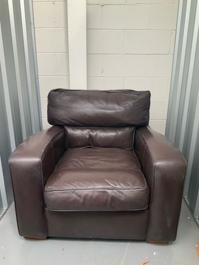 Brown leather armchair