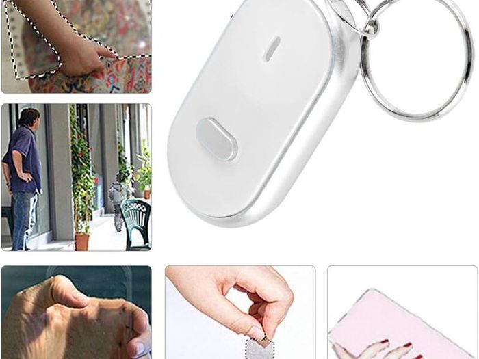 Keychain Locator, Voice Control Anti-lost Device Whistle Key Finder Keychain Tracer(White)