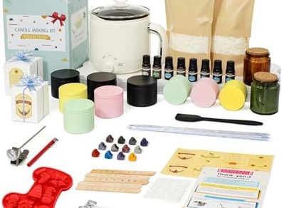 Scented Candle Making Kit with Electric Wax Melter, Candle Making Supplies for Adults Beginners, DIY Craft Tools to Make Your Own Including Dye, Essential Oil, Soy Wax, Wicks, Candle Jars