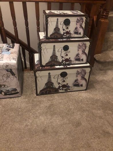 Set Of three wooden storage boxes. Three sets to sell