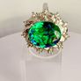 Peacock Triplet Quartz & White Zircon Ring Image 7