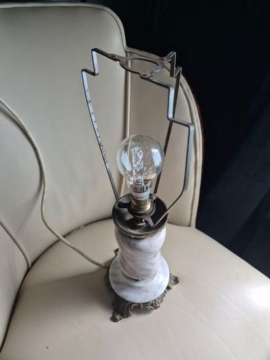 Mid Century Vintage Retro Marble gold ornate metal lamp base