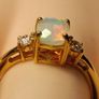 Cushion cut Rare Ethiopian Welo Opal and Lab Grown Diamond Trilogy Ring Image 4