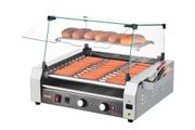 Hot Dog Roller, 30 Hot Dog 11 Rollers, Stainless Steel Sausage Grill Cooker, 2200W Commercial Hot Dog Machine with Dual Temp Control, Cover, Side Storage Box, Removable Shelf &amp; Oil Drip Tray