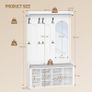 5-in-1 Coat Rack with Bench, Shoe Storage & Mirror  White Image 5