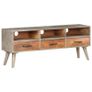 TV Cabinet Grey 130x35x51 cm Solid Rough Mango Wood Image 2