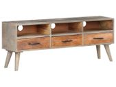 TV Cabinet Grey 130x35x51 cm Solid Rough Mango Wood