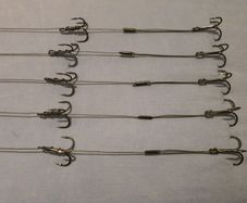 NEW - 5 x Twin Treble Dead Bait Traces for Pike - Pike Perch Trout Salmon Bass Cod Pollock
