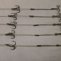 NEW - 5 x Twin Treble Dead Bait Traces for Pike - Pike Perch Trout Salmon Bass Cod Pollock