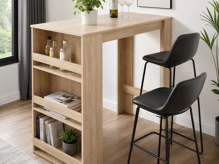 Bar table with 3-tier shelf