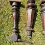 Antique mahogany piano legs with bronze casters Image 5