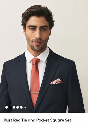 x3 Bundle - Brand New Next Rust Red Tie & Pocket Square Set - RRP - 22.50